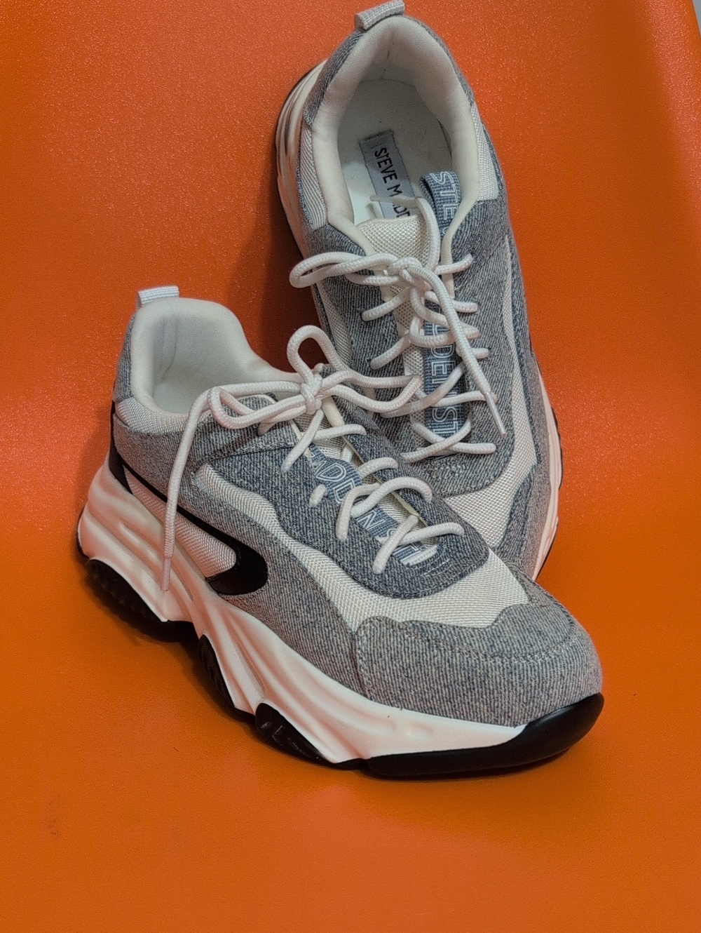 Steve Madden Gray and White Platform Sneakers